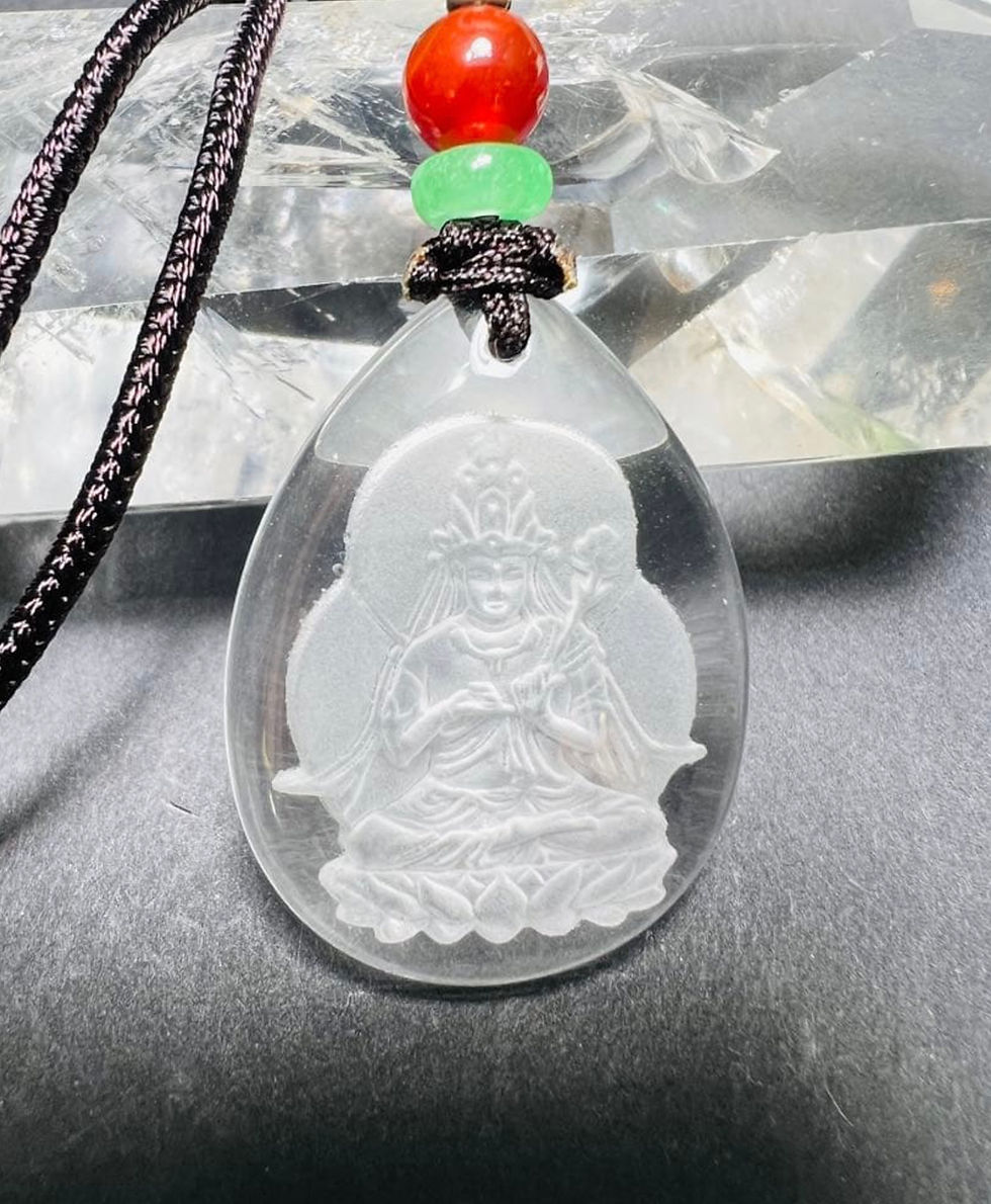 サムネイル： 馬年生まれの守護本尊勢至菩薩様！水晶紐ネックレス！災難から身を守り神！