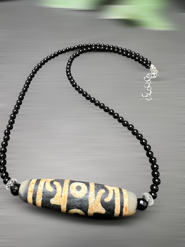 蓮師法器天珠＆オニキスネックレス厄難消滅 吉運增長 健康增進 厄除け