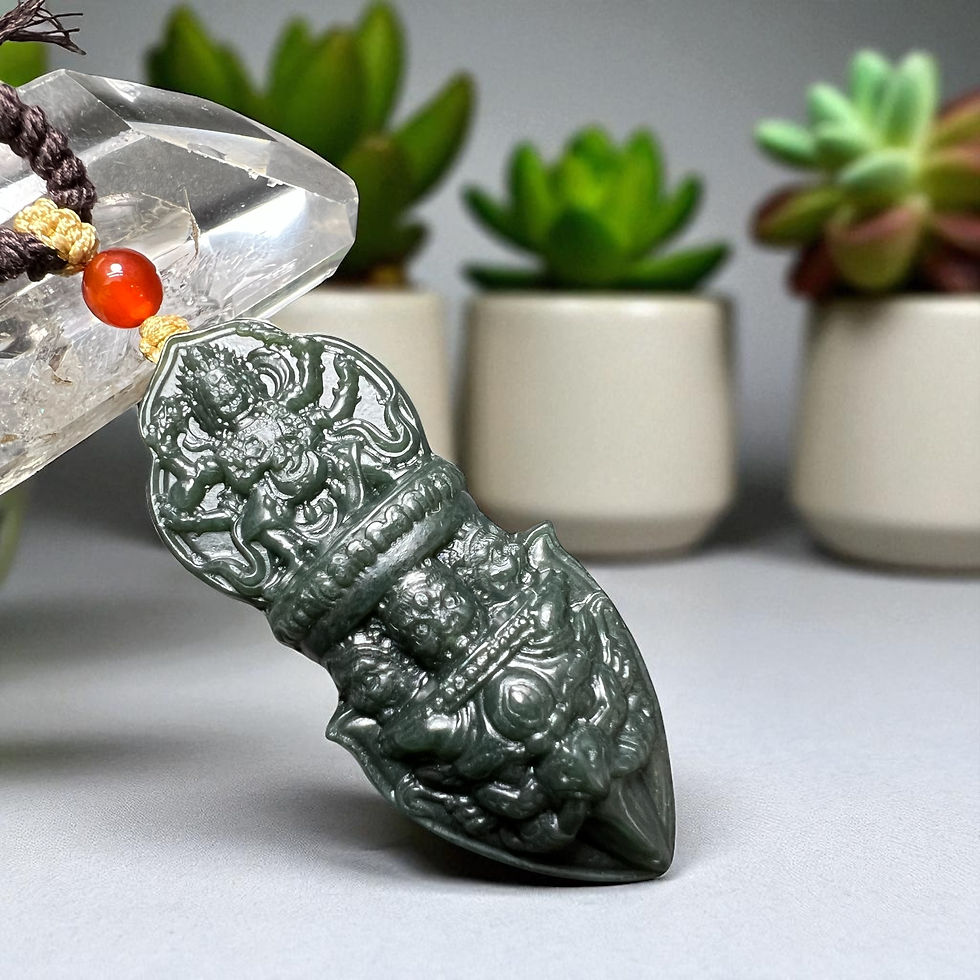 和田玉金剛杵 仏像彫刻紐ネックレス！ 邪気を祓い　慈悲と光明　悪縁を断ち切り 和田玉金剛杵 仏像彫刻紐ネックレス！ 邪気を祓い 慈悲と光明