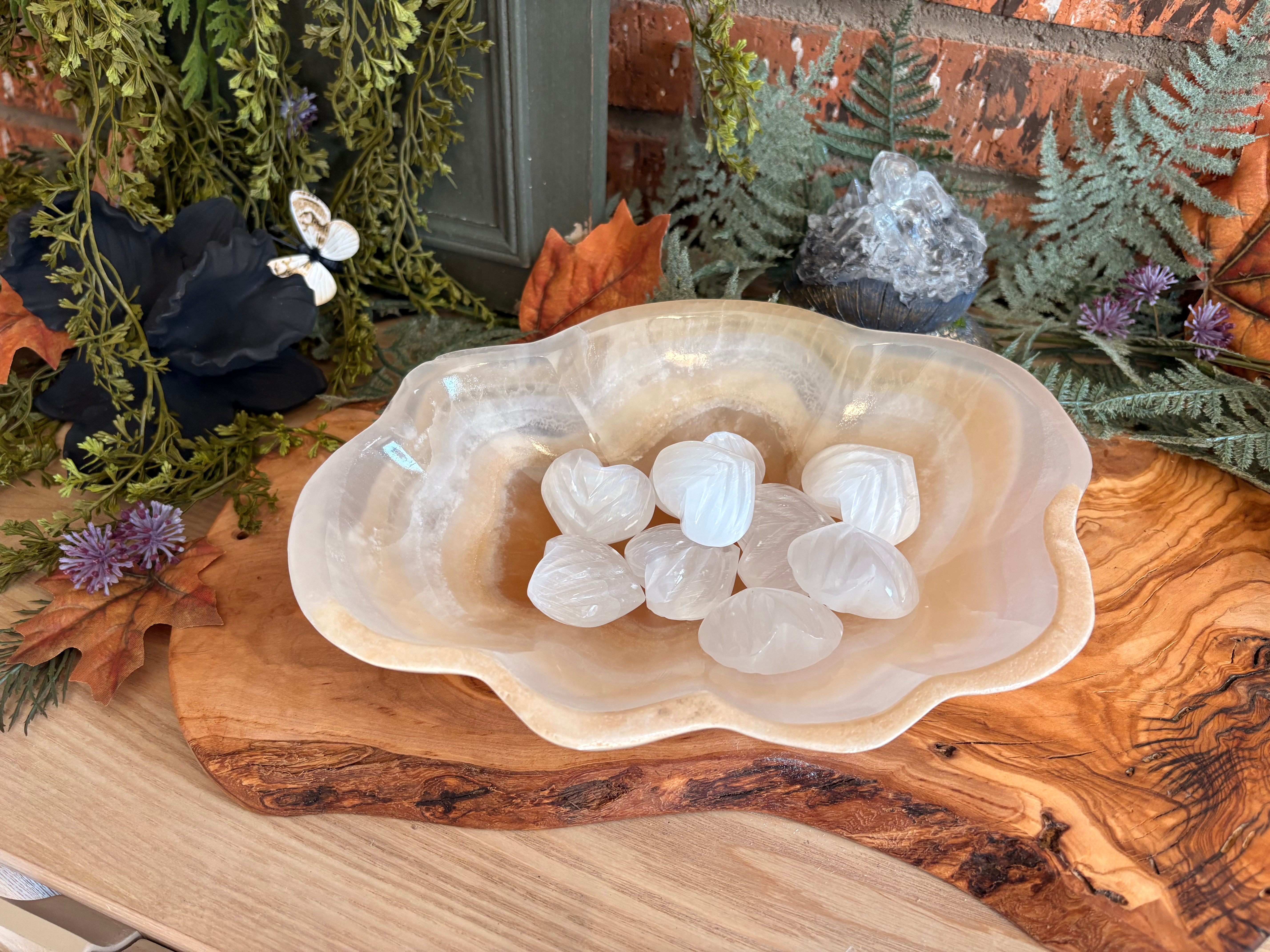 Intuitively Chosen Selenite Shells Hearts