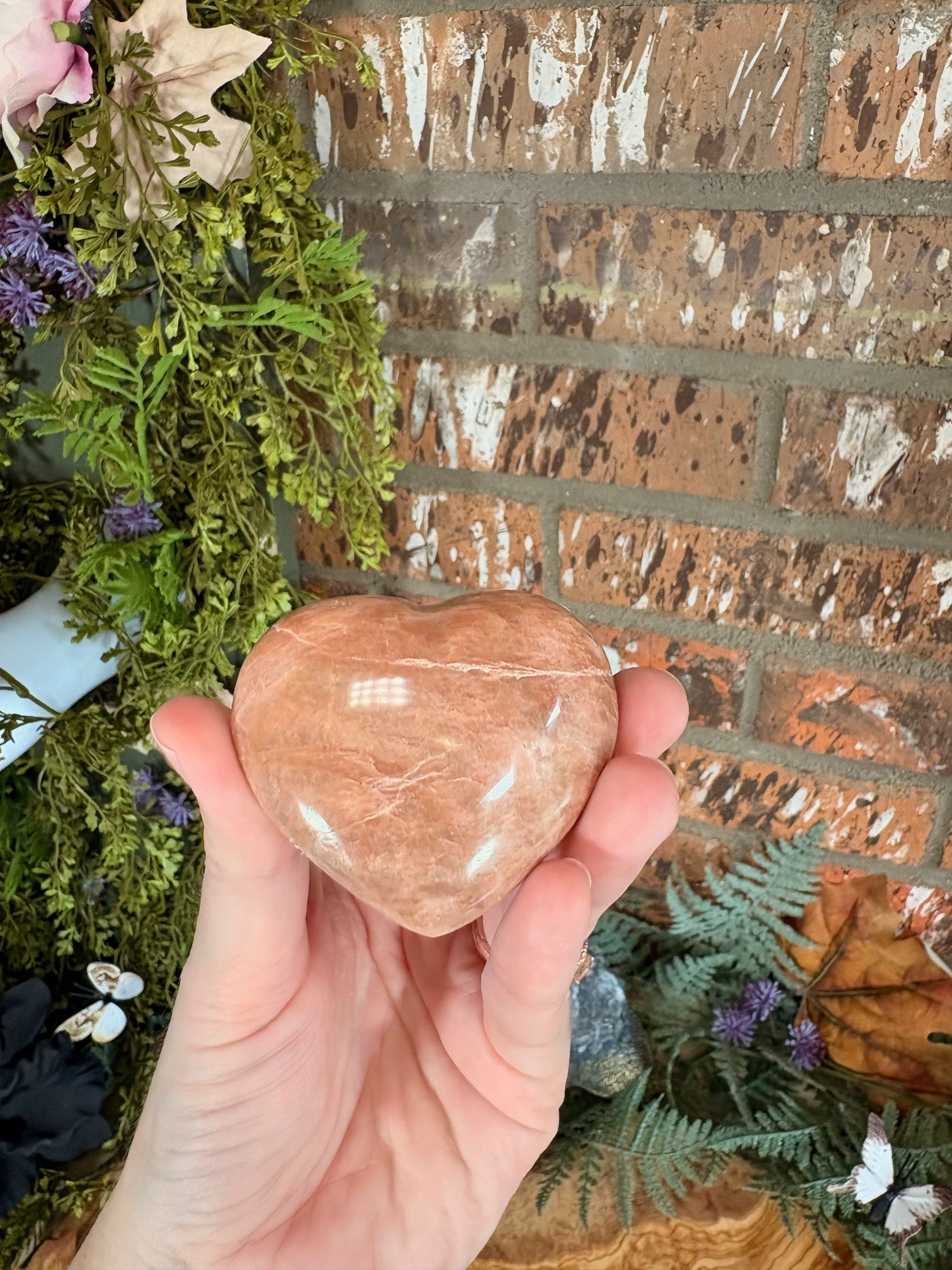 Peach Moonstone Heart