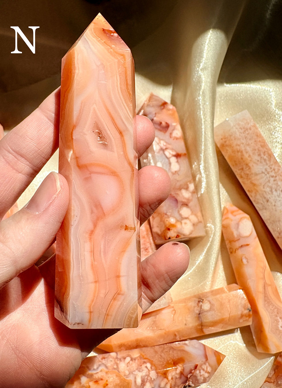 Thumbnail: You Choose Pink Carnelian Flower Agate Towers