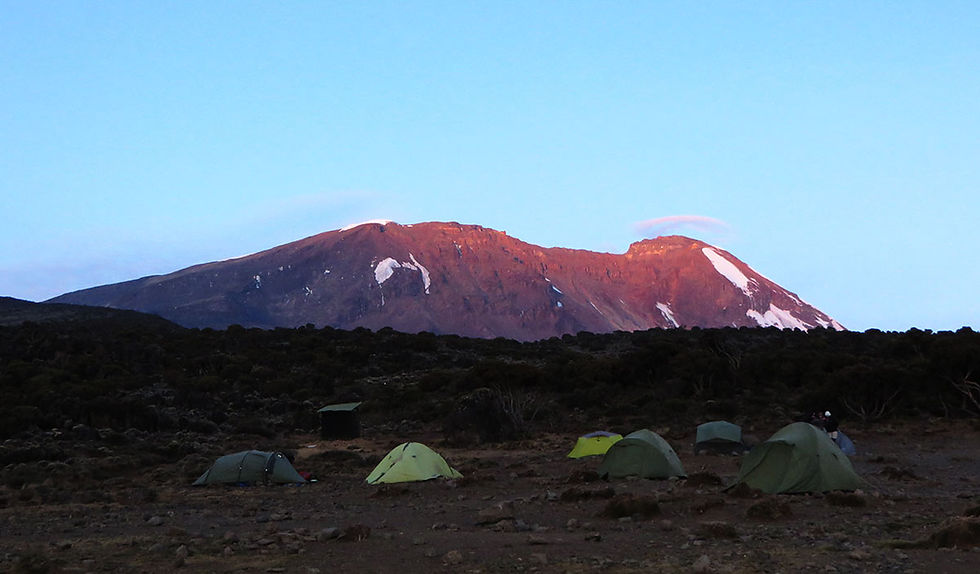 The view of Mount Kilimanjaro in the evening during the sunsettime