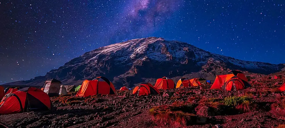 Mount Kilimanjaro Camping ground and snow peak from a closer range
