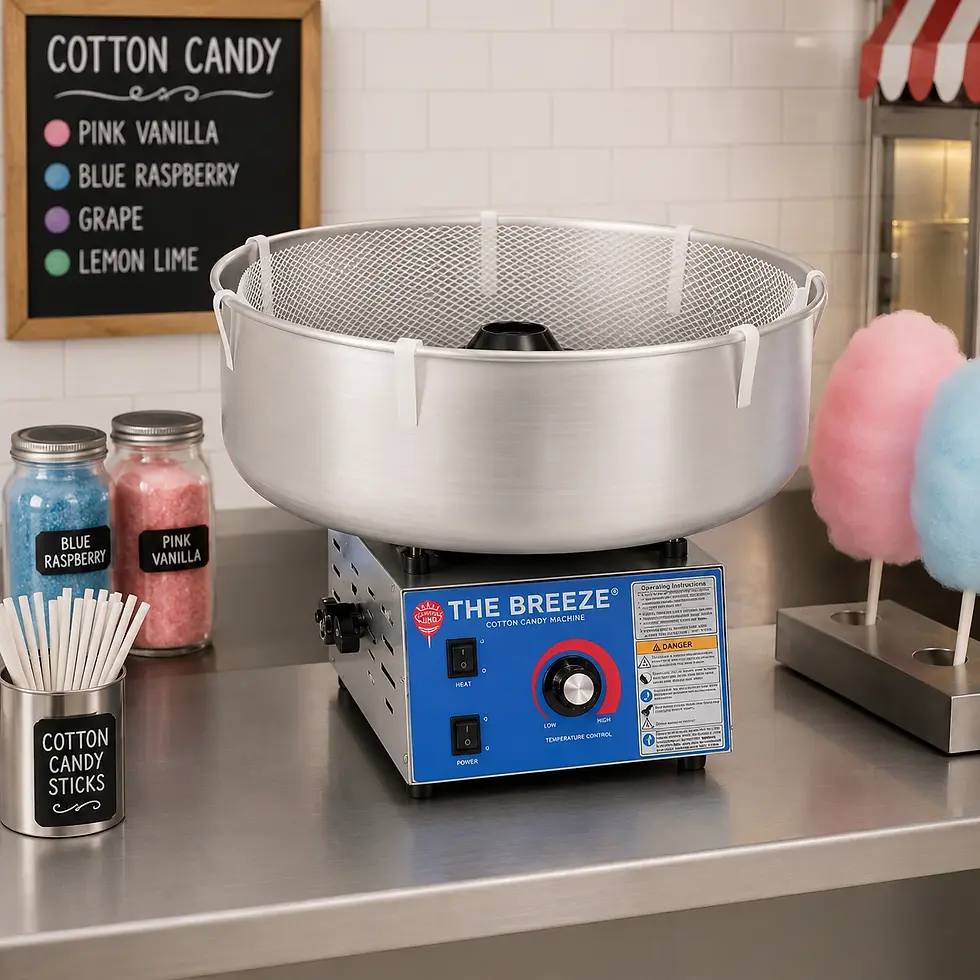 Commercial candy floss machine making fresh cotton candy