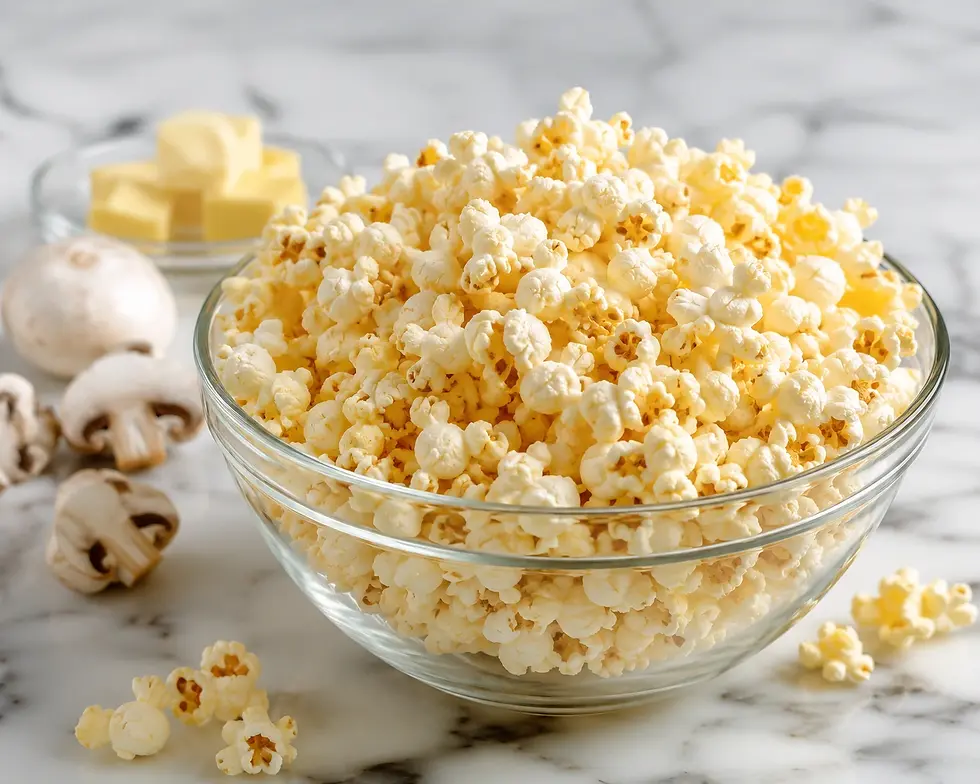 Freshly popped butterfly popcorn with a light, airy texture