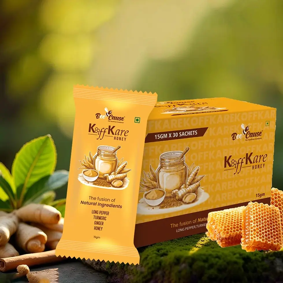 BeeCause KoffKare Honey sachets and box