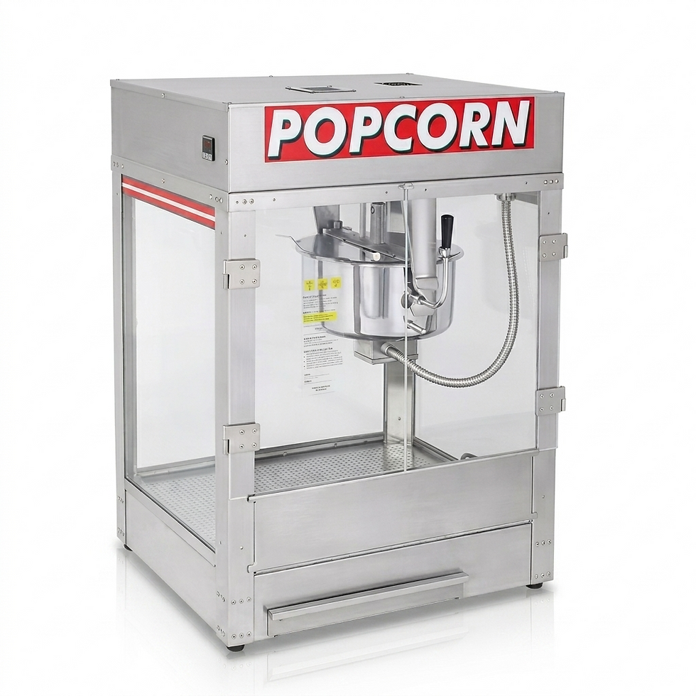 Stainless steel popcorn machine for cinemas and snack counters