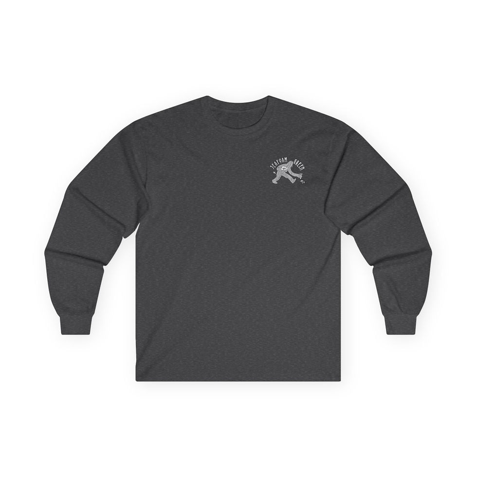 Thumbnail: Seafoam Green Sasquatch Illustration Long Sleeve Tee | Retro Bigfoot Graphic