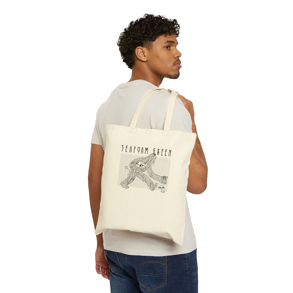 Thumbnail: Seafoam Green Illustration Tote Bag | Retro Canvas Tote