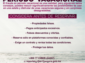Recomienda Gobierno de Sonora extremar cuidados al rentar inmuebles en Semana Santa