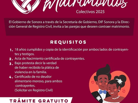 Invita DIF Guaymas a participar en los Matrimonios Colectivos