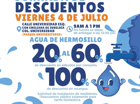 Agua de Hermosillo invita a su Jornada de Descuentos en colonia Universidad
