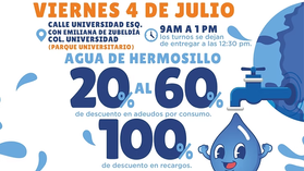 Agua de Hermosillo invita a su Jornada de Descuentos en colonia Universidad