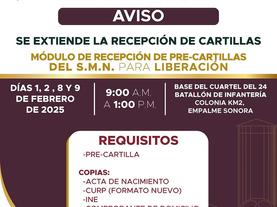 Extienden la recepción de cartillas en el Batallón de Infantería en Empalme