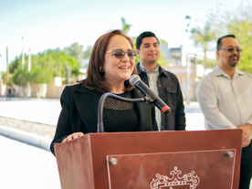 Entrega alcaldesa Karla Córdova González obra de pavimentación en acceso a ITSON