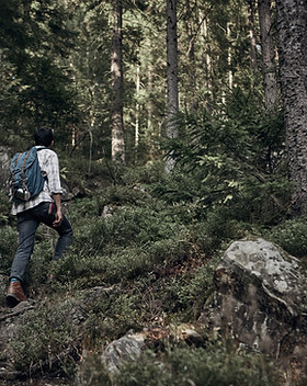 Man Hiking in Wilderness