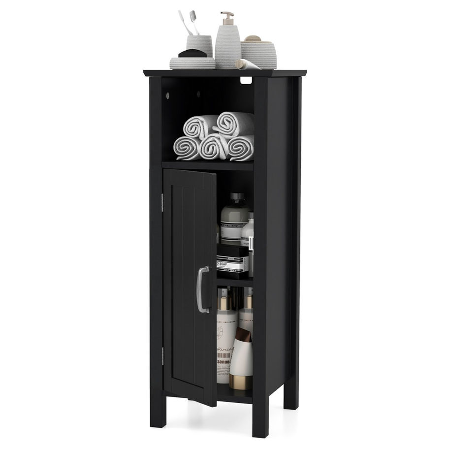 Black Freestanding Narrow Bathroom Storage without background