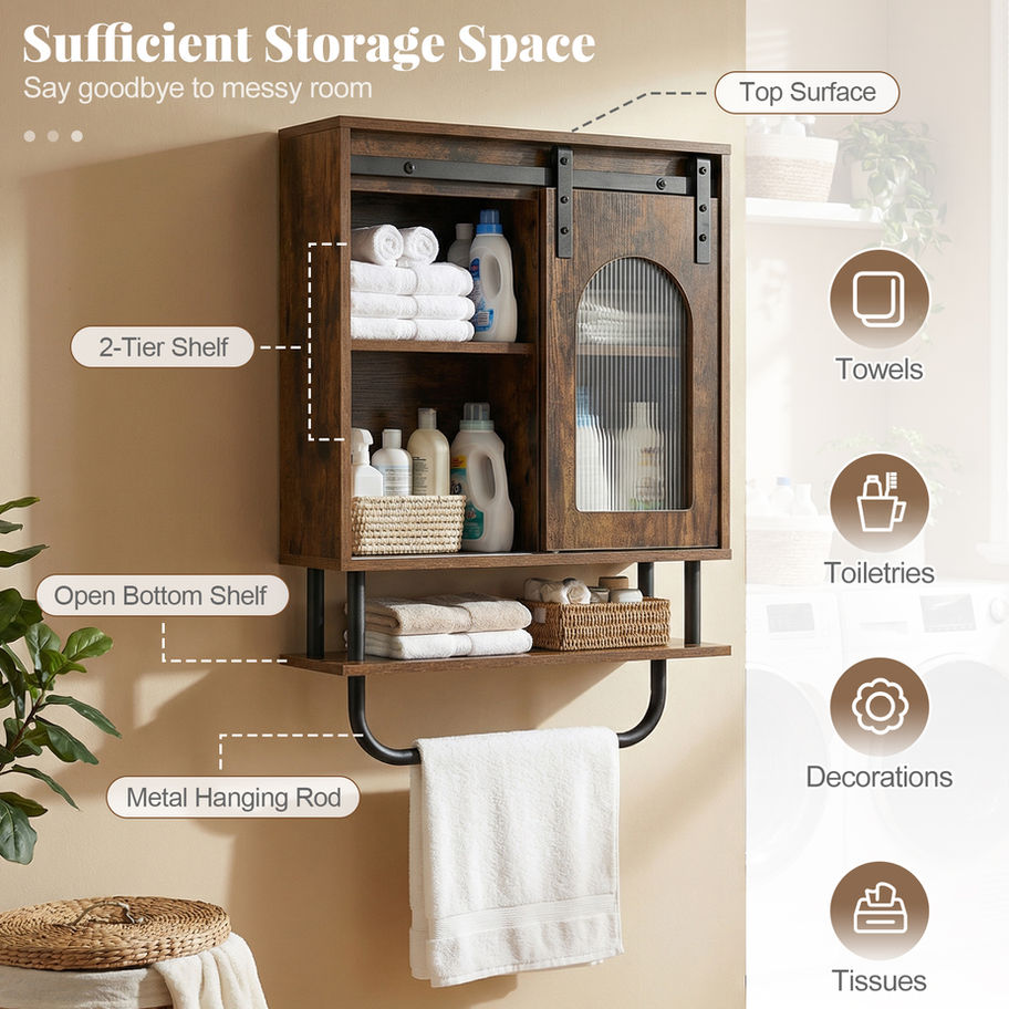 Rustic Brown Wall Cabinet key features