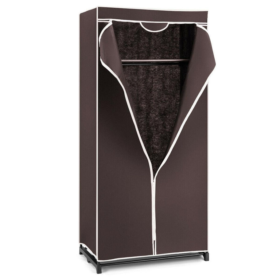 Brown portable fabric wardrobe