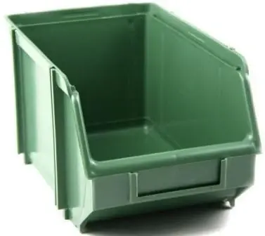 Empty green plastic storage bin