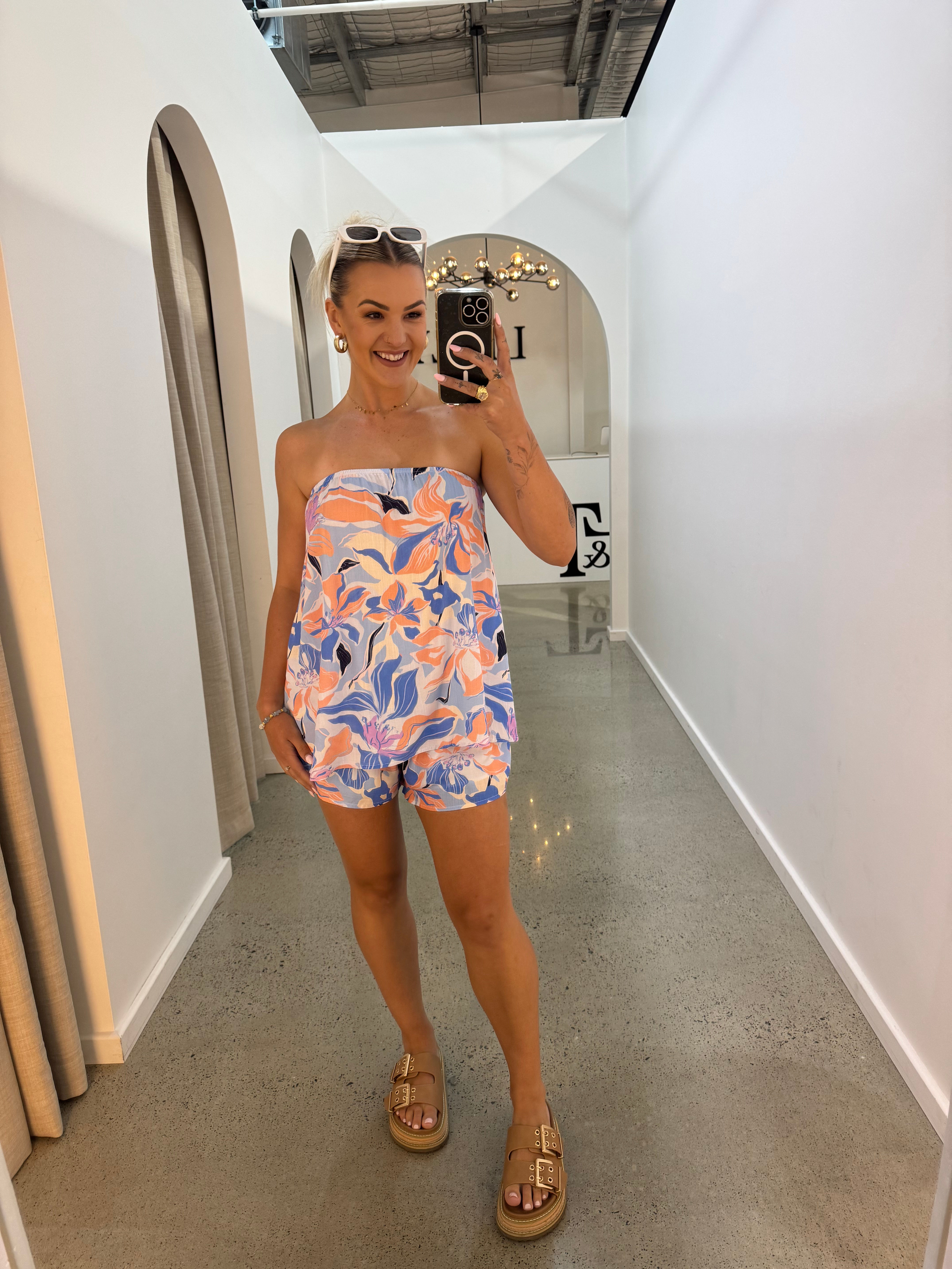 BY FRANKIE / FLORAL STRAPLESS SHORTS / 739-16