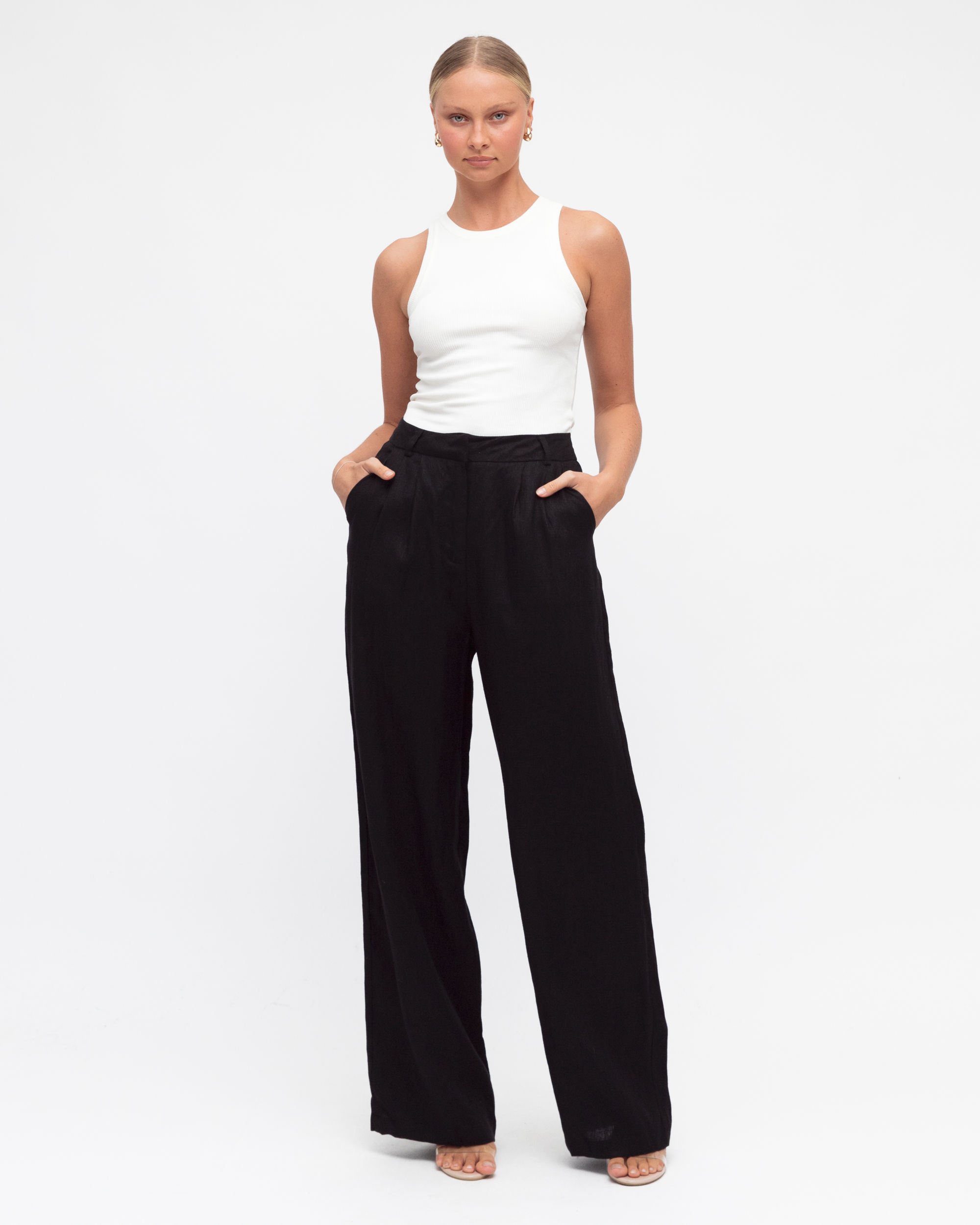 WHITE CLOSET / CASTAWAY LINEN PANTS / BLACK