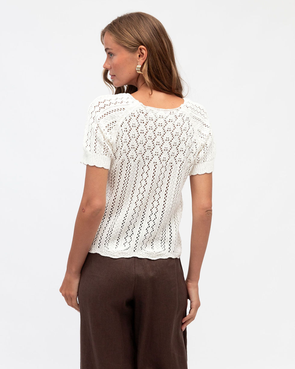 Thumbnail: WHITE CLOSET / JASMINE CROCHET KNIT TEE / TF11215