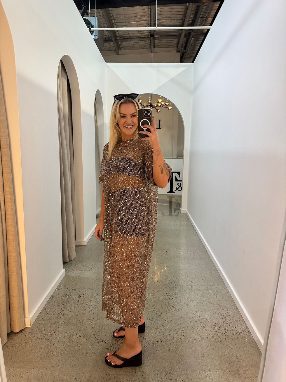 Thumbnail: BY FRANKIE / MOCHA SEQUIN DRESS / 699-1