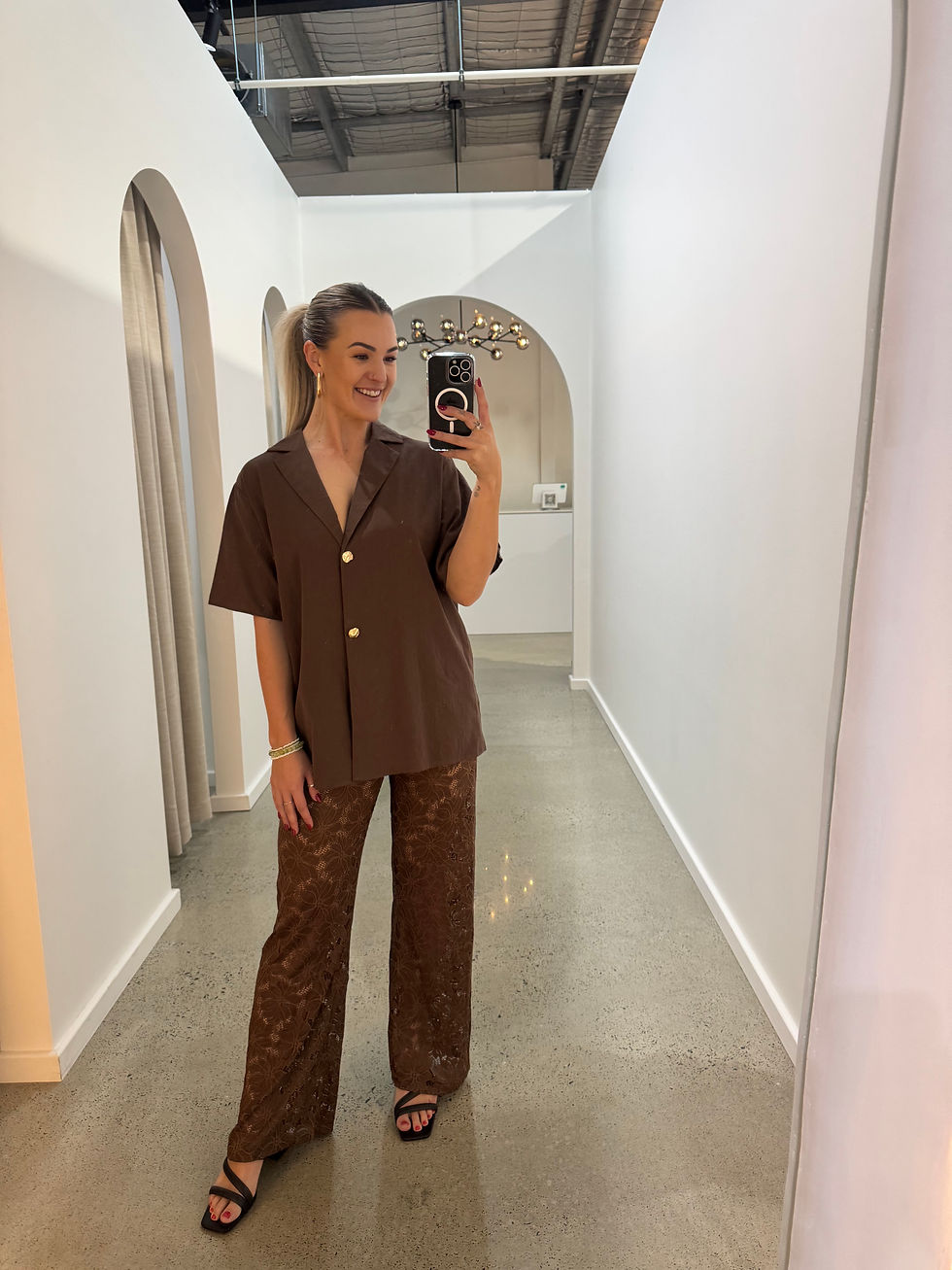 Thumbnail: BY FRANKIE / CHOCOLATE GOLD BUTTON SHIRT / 244-3