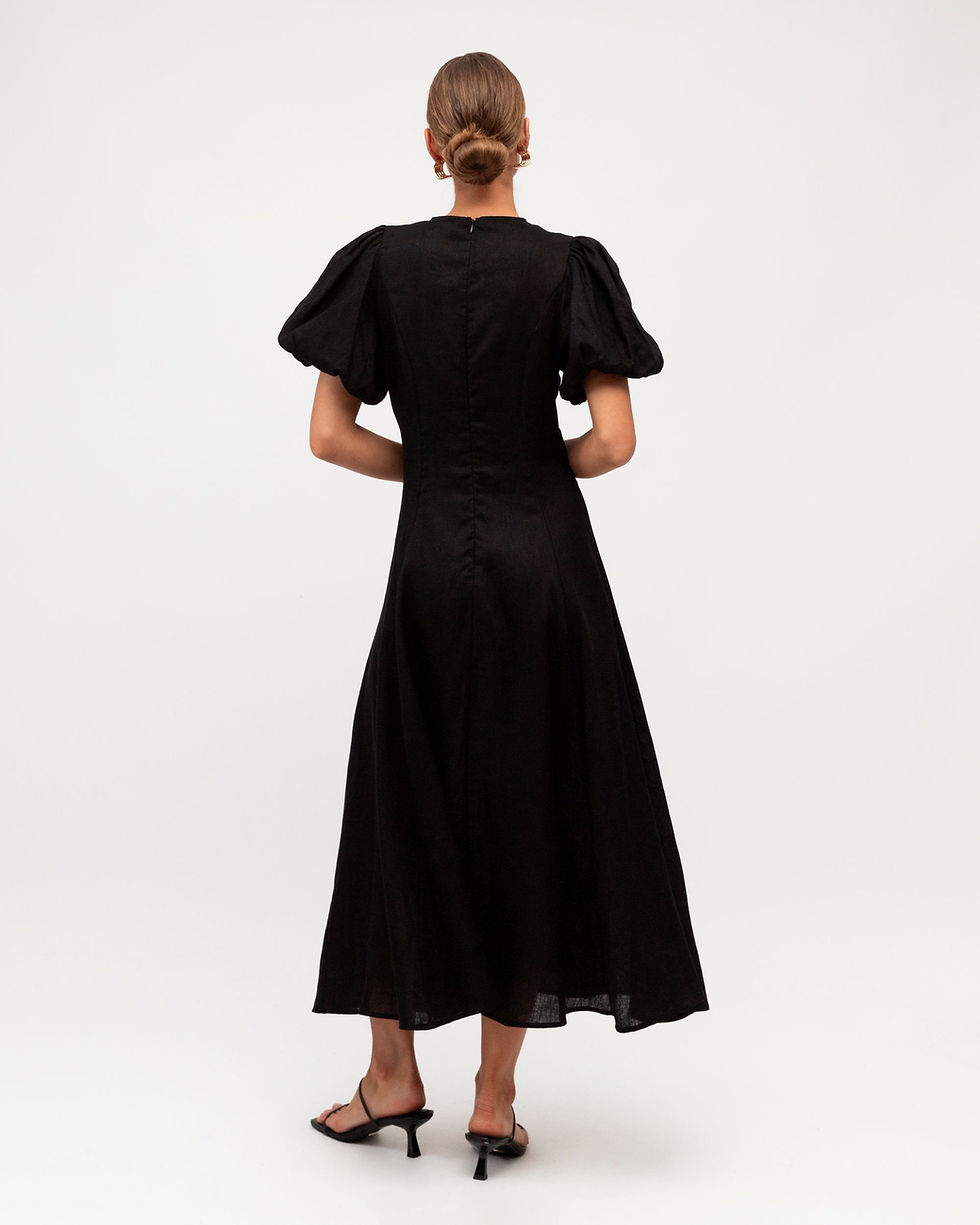 Thumbnail: WHITE CLOSET / CHICA TWIST LINEN DRESS / BLACK / TFL8545-27