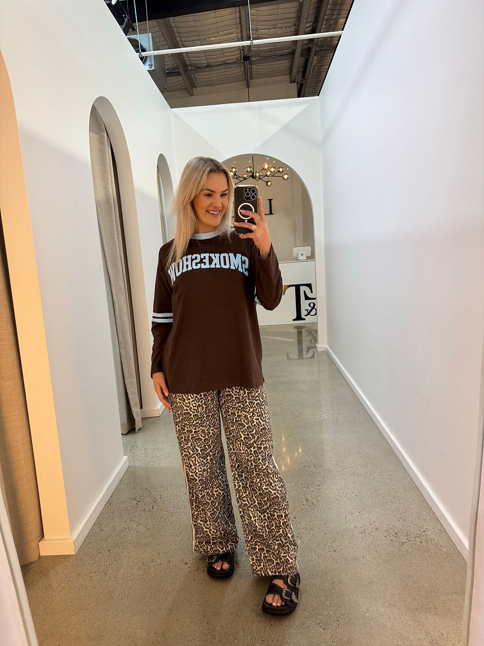 Thumbnail: BY FRANKIE / LEOPARD BLUE STRIP PANTS / 526-37