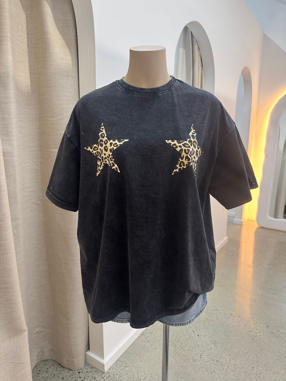 Thumbnail: BY FRANKIE / LEOPARD STAR ACID WASH TEE / 692-6