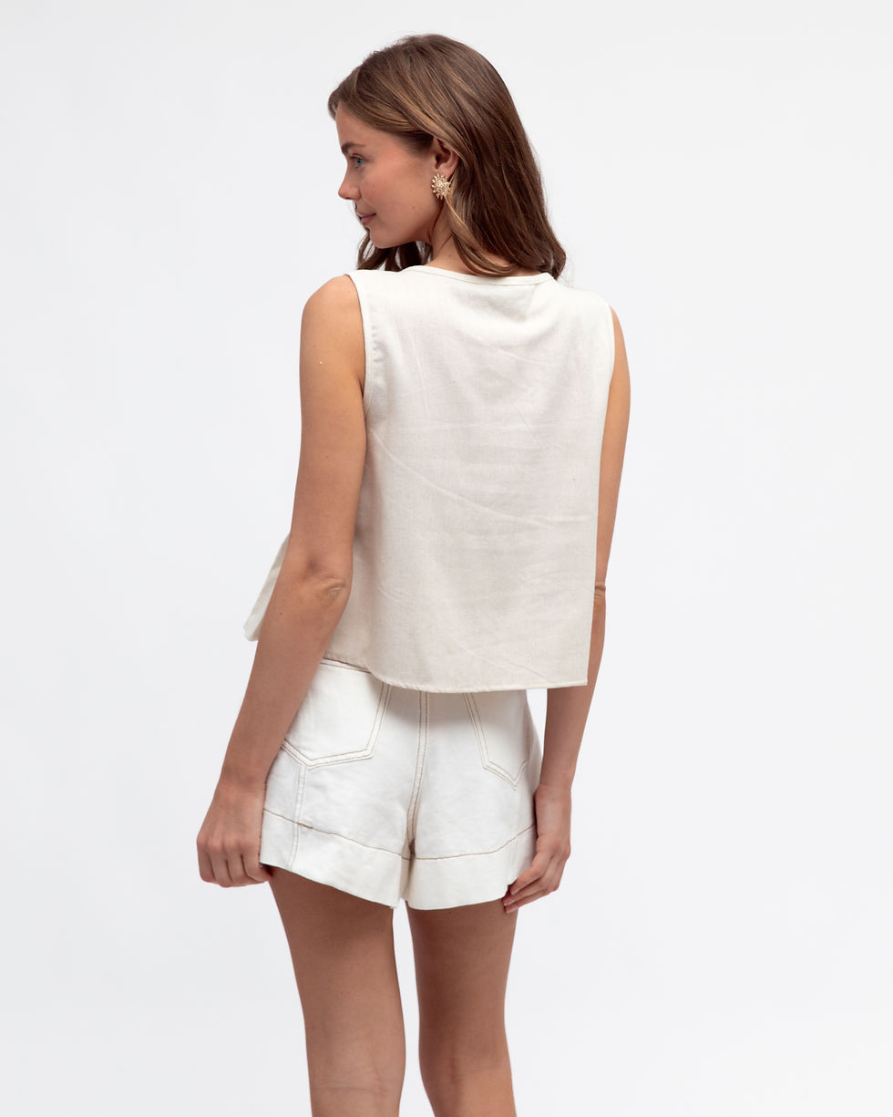 Thumbnail: PAPER HEART / PLEAT TO PERFECTION TOP / OATMEAL / PH11919