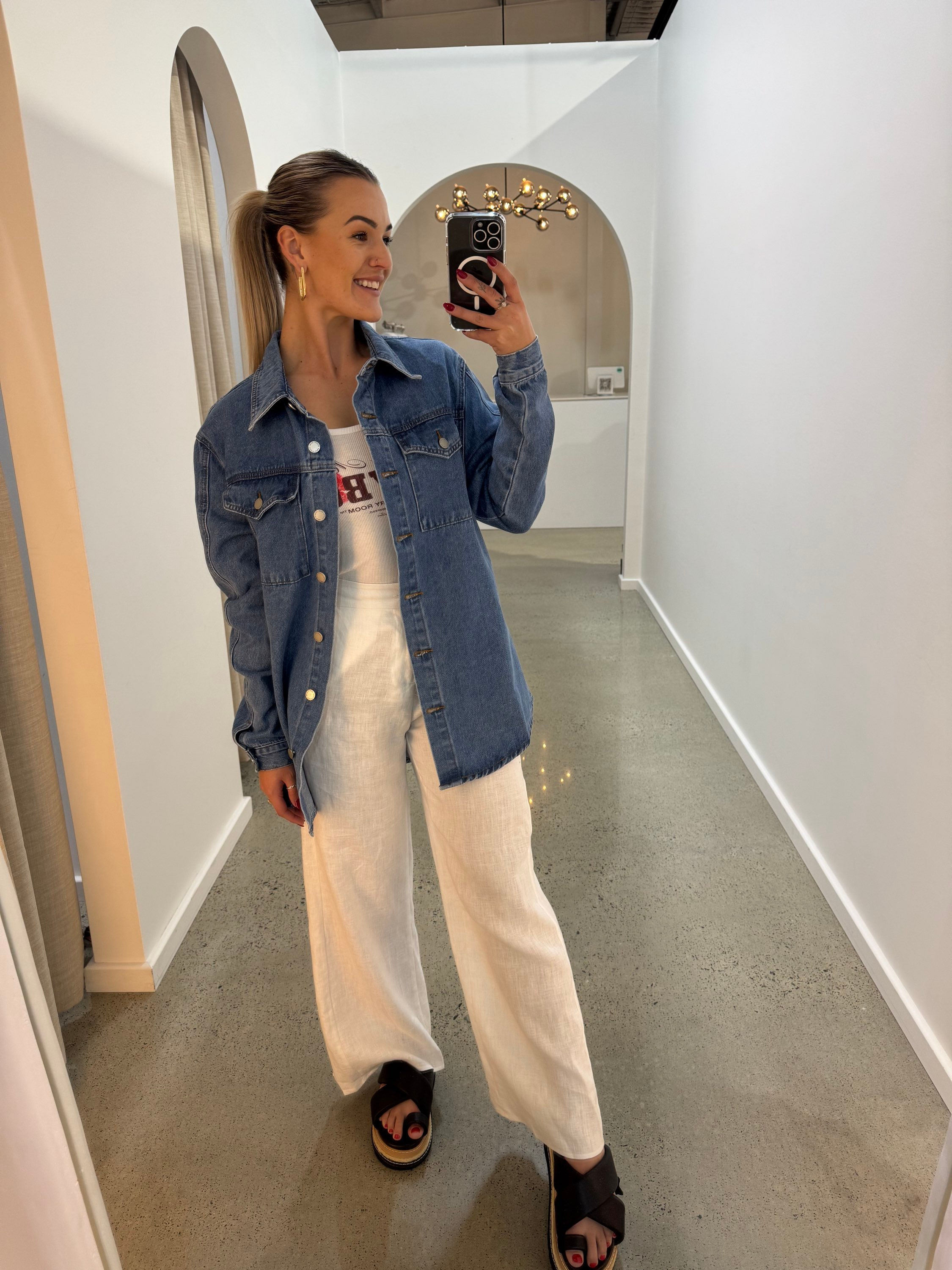 COUNTRY DENIM / BOYFRIEND SHACKET / MID BLUE / CGJ1541