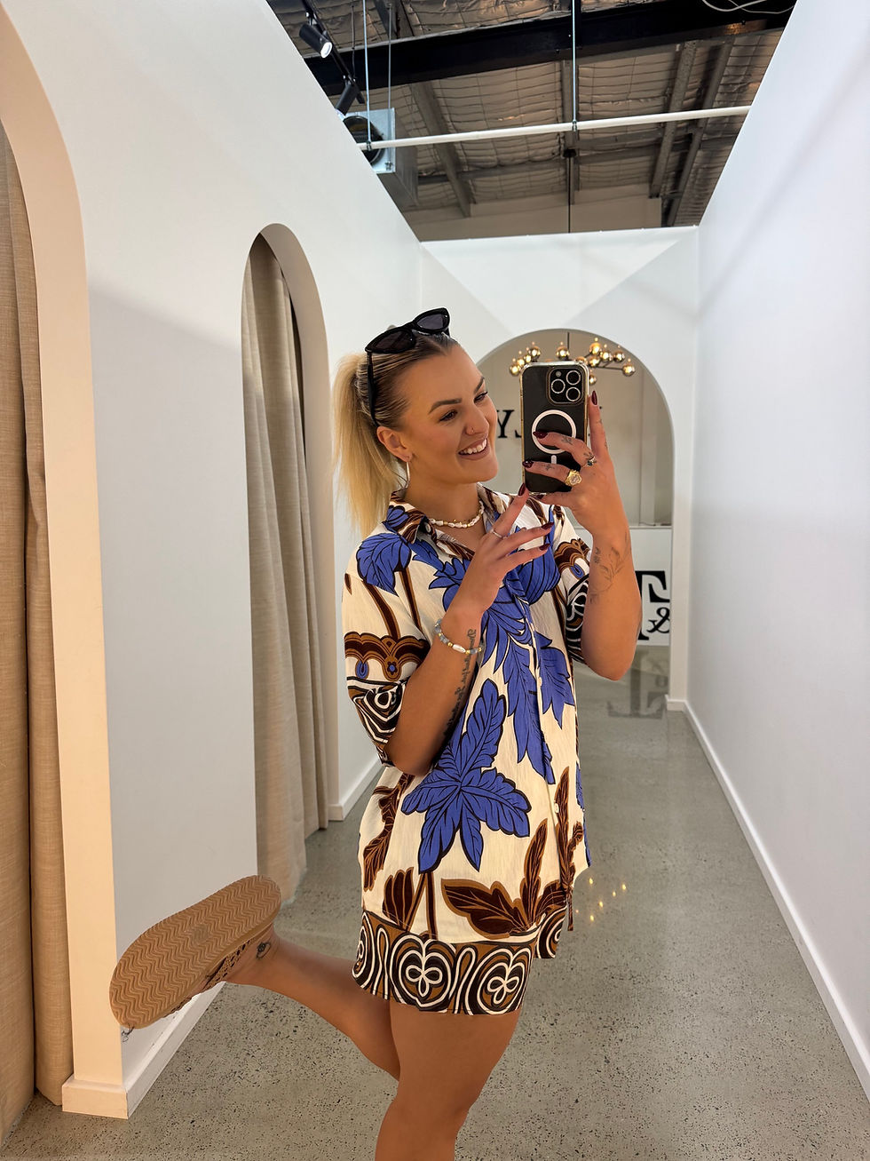 Thumbnail: BY FRANKIE / BLUE - CHOC PALM SHIRT / 10-6