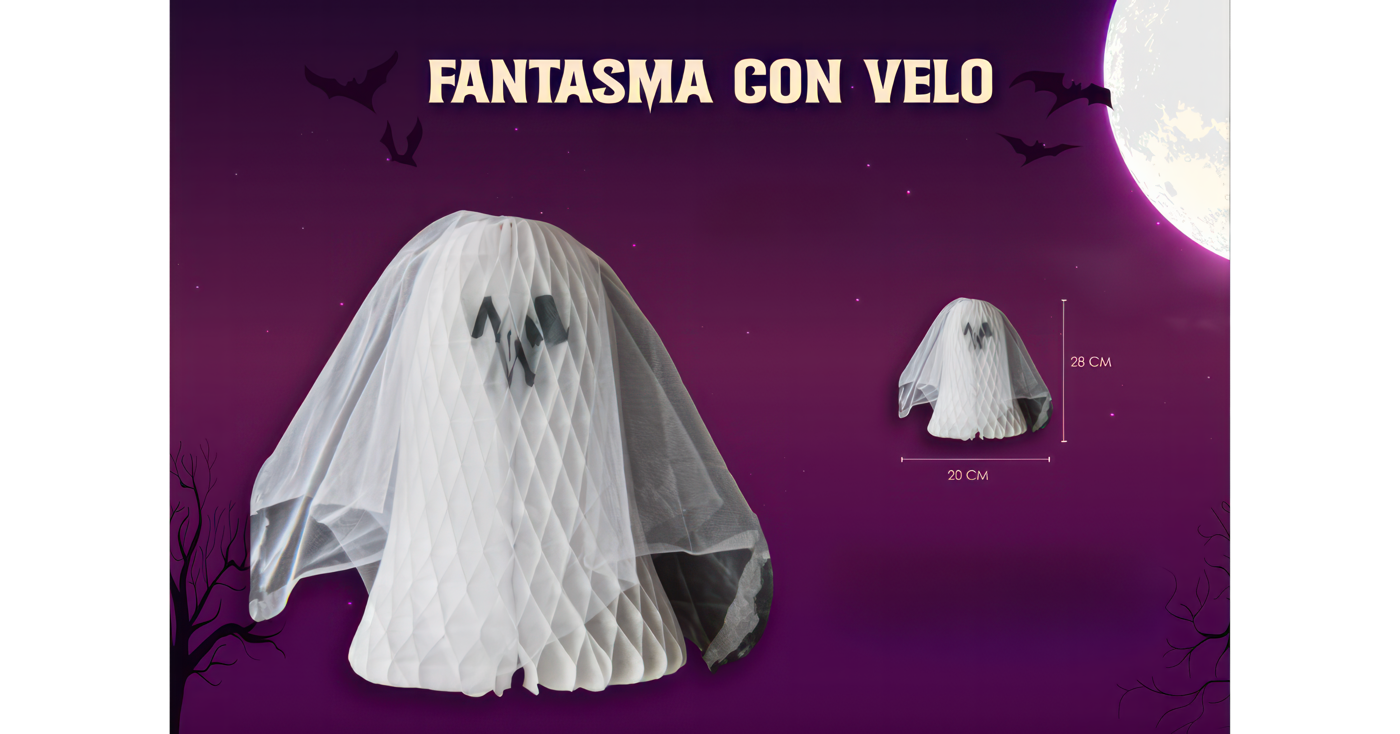 Ghost with Veil — Foldable Honeycomb Paper Decoration