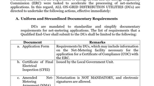 ERC Advisory On Net Metering
