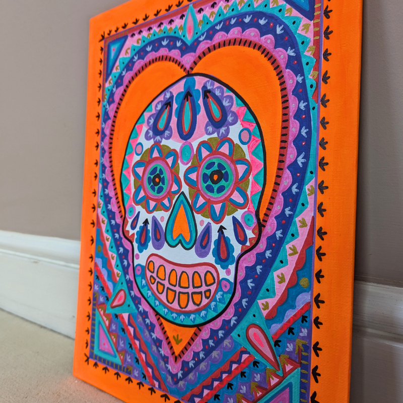 Thumbnail: Hand-Painted Día de los Muertos Canvas