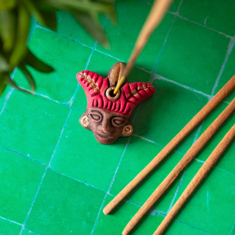 Handmade Aztec Warrior Incense Holder