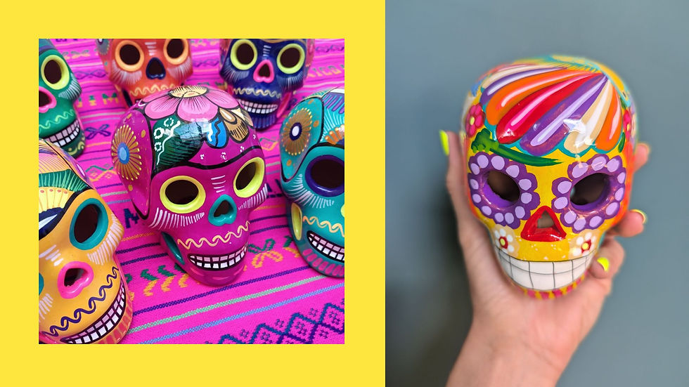 Mexican painted skulls, colourful and unique