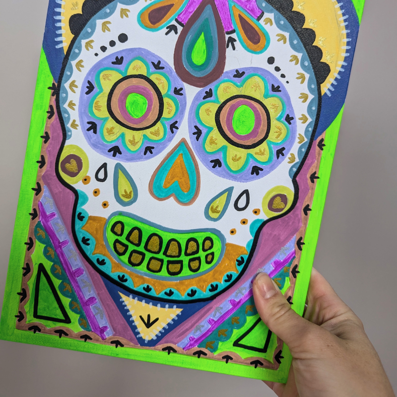 Thumbnail: Hand-Painted Día de los Muertos Canvas