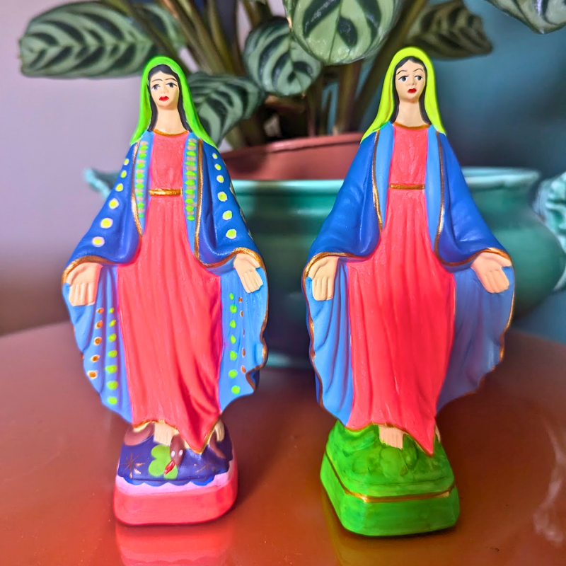Thumbnail: Neon Hand-Painted Ceramic Madonna Statue