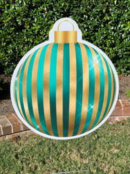 TEAL GOLD STRIPE ORNAMENT.