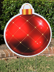 RED GOLD PLAID ORNAMENT