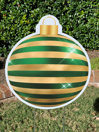 GOLD GREEN STRIPE ORNAMENT