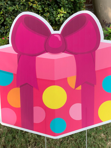 Rainbow Polka Dot Gift / Pink Bow