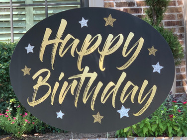 LARGE HAPPY BIRTHDAY ROUND 4 BLACK GOLD