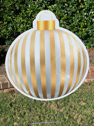 WHITE GOLD STRIPE ORNAMENT