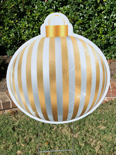 WHITE GOLD STRIPE ORNAMENT